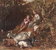 paulus potter Landscape with Shepherdess and Shepherd Playing Flute oil painting reproduction